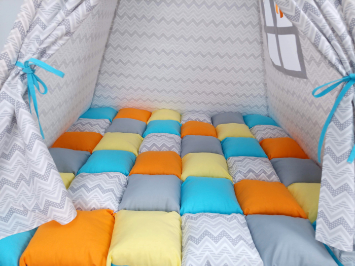 Cort teepee de joaca zig-zag gri [3]