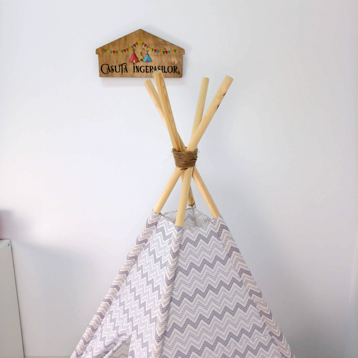 Cort teepee de joaca zig-zag gri [5]