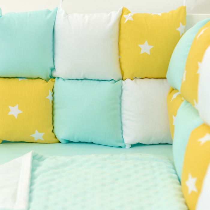 Set patut patchwork stelute galbene/turcoaz [2]