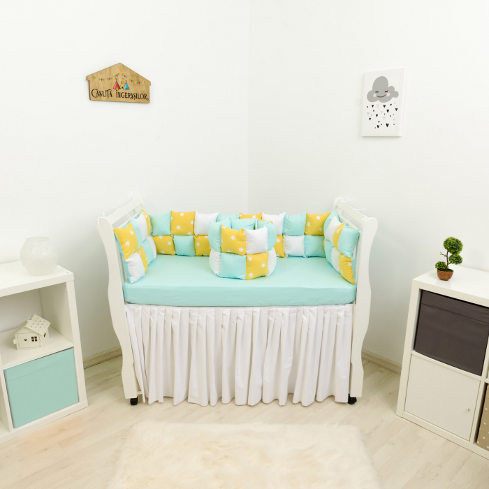 Set patut patchwork stelute galbene/turcoaz [1]