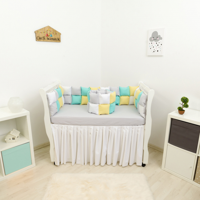 Set patut patchwork turcoaz/galben/gri [1]