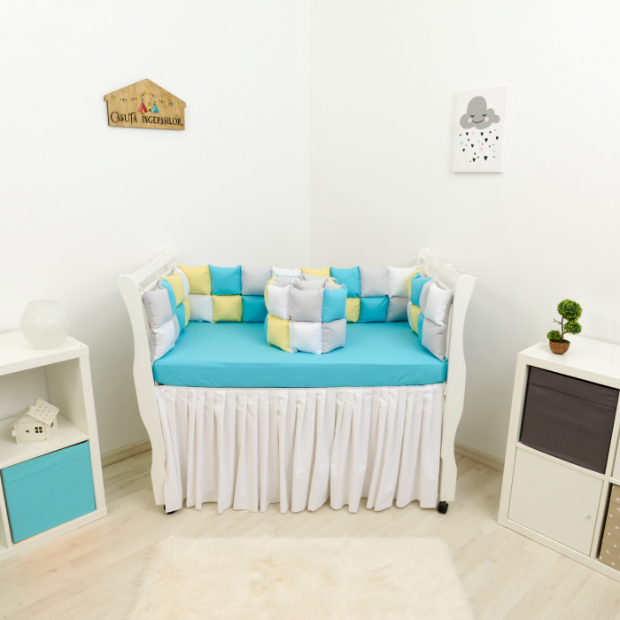 Set patut patchwork turcoaz/galben/alb [1]