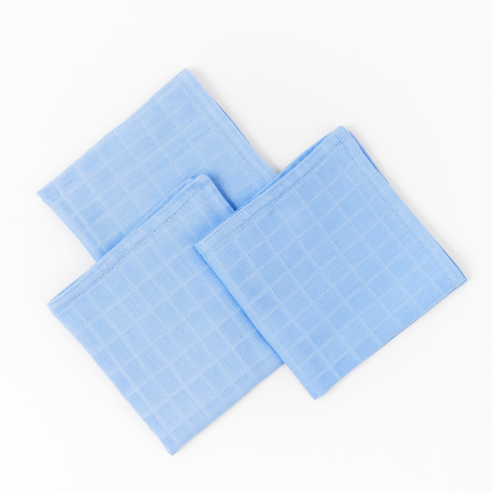 Set 3 museline bebelus - 100% organic - bleu [1]