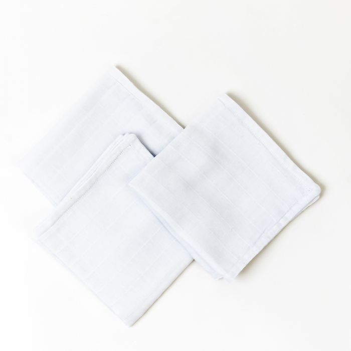 Set 3 museline bebelus - 100% organic - alb [1]