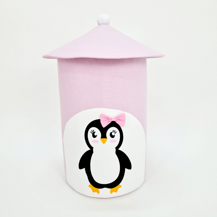 Set cos jucarii si perna animata - Pinguin roz [4]