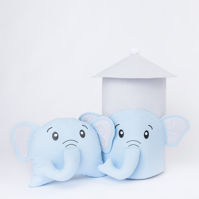 Set cos jucarii si perna animata - Elefant bleu [1]