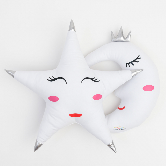 Set pernute animate luna/stea alb/argintiu [1]