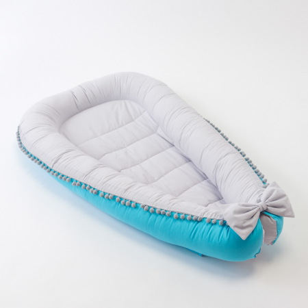 Baby Nest - Cosulet pentru bebe Turcoaz/gri