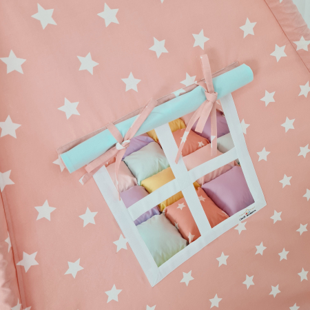 Cort teepee de joaca Big Stars White & Somon [2]