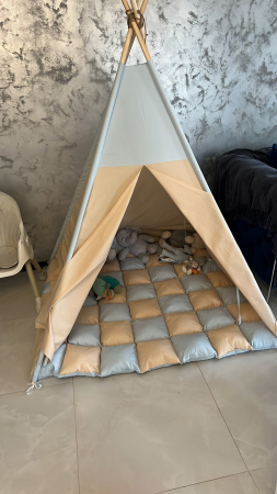 Cort teepee de joaca bej-bleu [6]