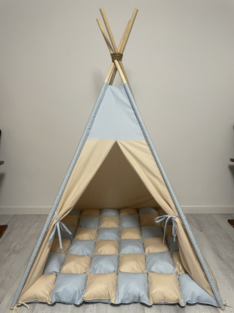Cort teepee de joaca bej-bleu [5]