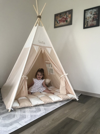 Cort teepee de joaca bej-ivoire [6]