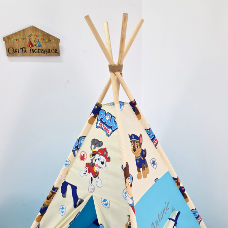 Cort teepee de joaca Patrula Catelusilor - turcoaz [1]