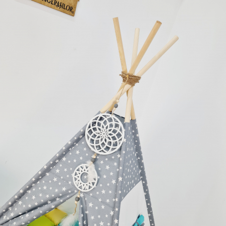 Cort teepee de joaca Milky Stars Gray&Colors [3]