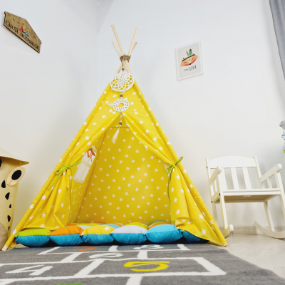 Cort teepee de joaca stele white&yellow [3]