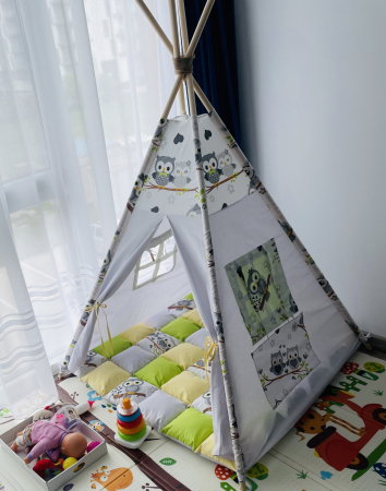 Cort teepee de joaca Bufnitele Vesele Gri [5]