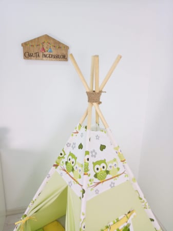 Cort teepee de joaca Bufnitele Vesele Verzi [2]
