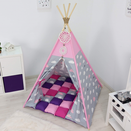 Reduceri corturi de joaca - Cort teepee de joaca Cloudy Pink