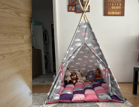 Cort teepee de joaca Cloudy Pink&Purple [5]