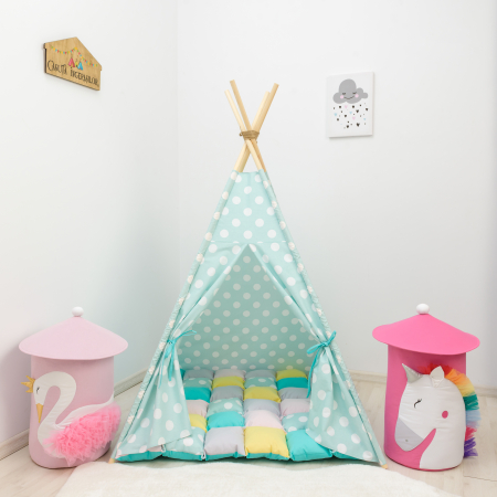 Cort teepee de joaca Dots Turquoise [1]