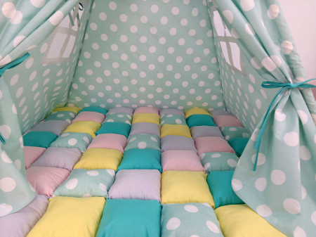Cort teepee de joaca Dots Turquoise Personalizat [1]