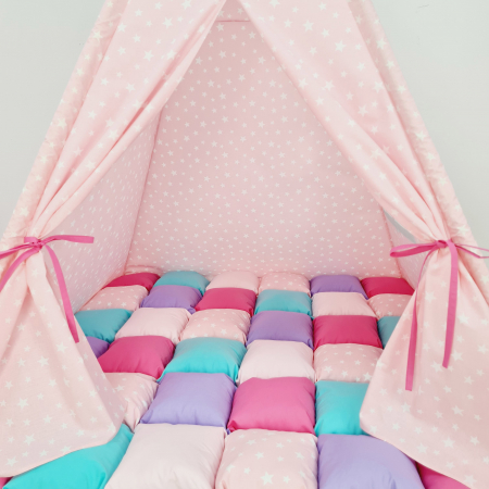 Cort teepee de joaca Milky Stars White&Pink [3]