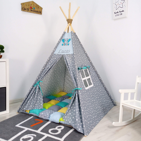 Cort teepee de joaca Milky Stars&Elephant