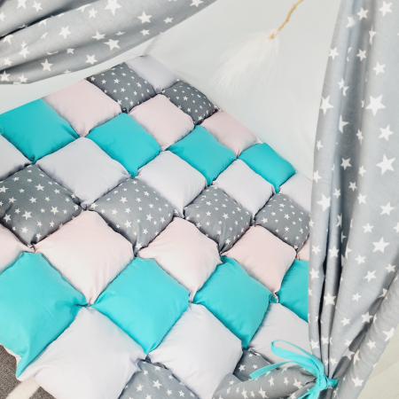 Cort teepee de joaca Big Stars Gray&White [3]