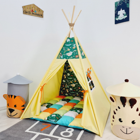 Corturi fetite - Cort teepee de joaca Jungla vesela - verde
