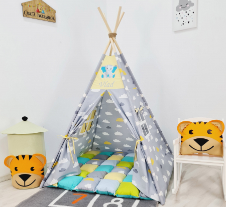 Reduceri corturi de joaca - Cort teepee de joaca Cloudy&Elephant