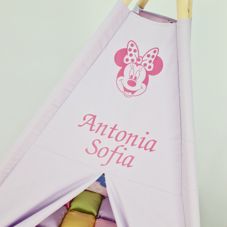 Cort teepee de joaca Minnie Mouse lila personalizat [4]
