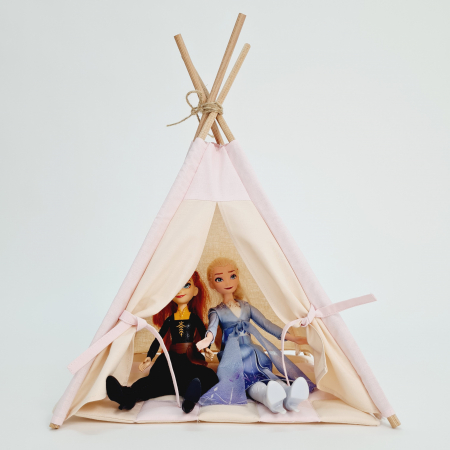 Cort de joaca teepee papusi - bej/roz