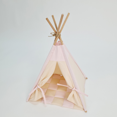 Cort de joaca teepee papusi - bej/roz [3]