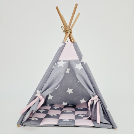 Cort de joaca teepee papusi - Big Stars&Pink [2]