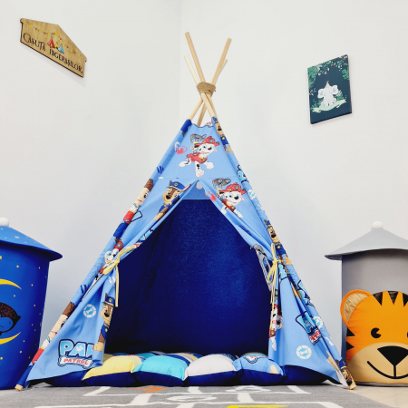 Cort teepee de joaca Patrula Catelusilor - albastru [4]