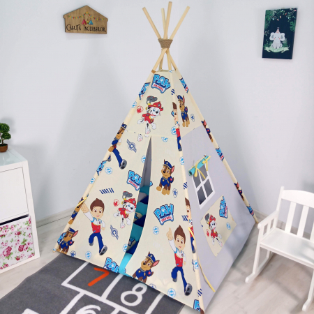 Cort teepee de joaca Patrula Catelusilor - gri deschis