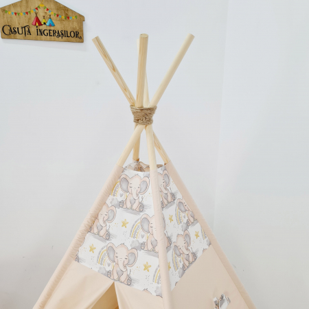 Cort teepee de joaca Elefanti - bej [1]