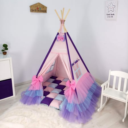 Corturi fetite - Cort teepee de joaca ruffle printesa