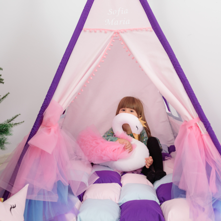 Cort teepee de joaca ruffle printesa [5]