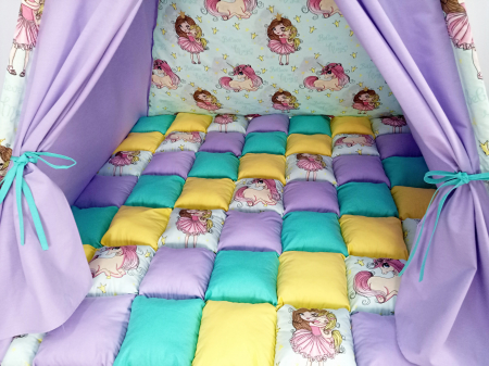 Cort teepee de joaca printesa si unicornii lila [3]
