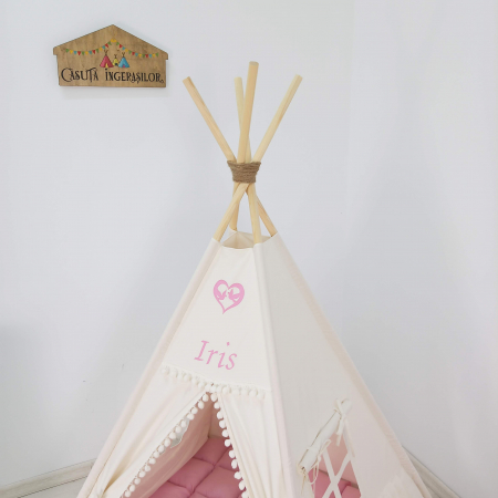 Cort teepee de joaca ruffle ivoire [1]
