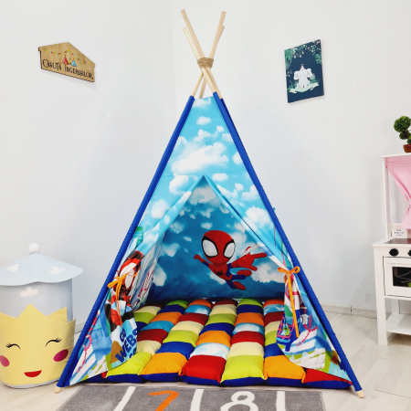 Cort teepee de joaca pentru copii Paienjenelul si prietenii sai uimitori [3]