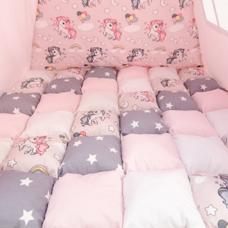 Cort teepee de joaca printesa si unicornii roz prafuit [4]