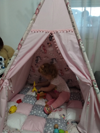 Cort teepee de joaca printesa si unicornii roz prafuit [11]