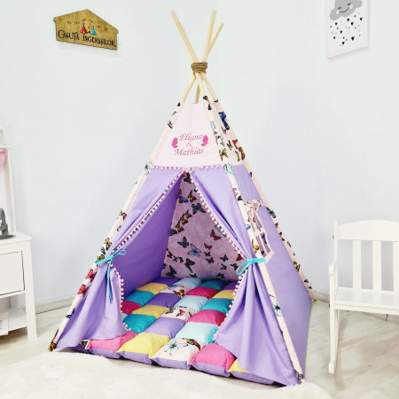 Reduceri corturi de joaca - Cort teepee de joaca valsul fluturilor lila