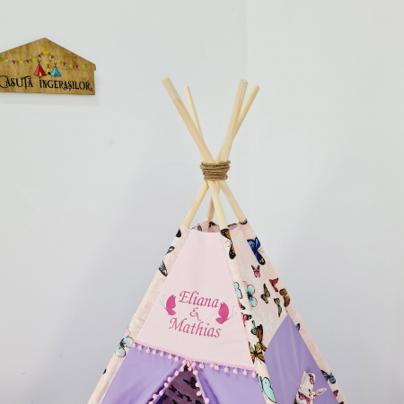 Cort teepee de joaca valsul fluturilor lila [1]