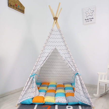 Cort teepee de joaca zig-zag gri [3]