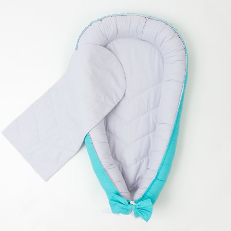 Baby Nest - Cosulet pentru bebe Gri/Turcoaz