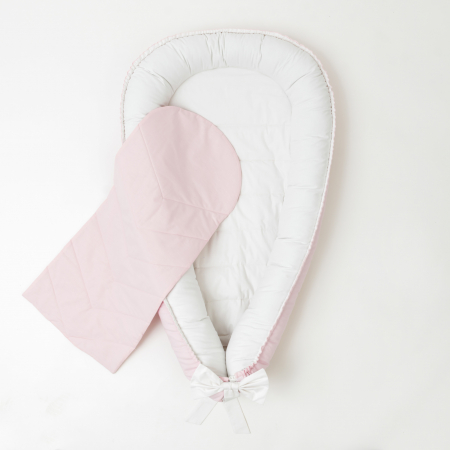 Baby Nest - Cosulet pentru bebe Roz prafuit/Alb