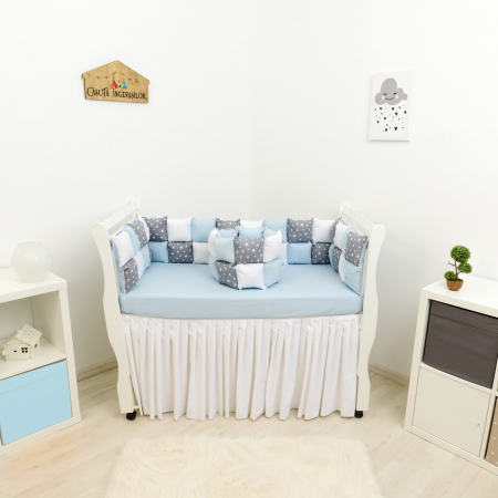Set patut patchwork stele/gri/bleu